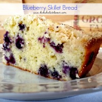 Blueberry Sour Cream Skillet Bread with Streusel Topping